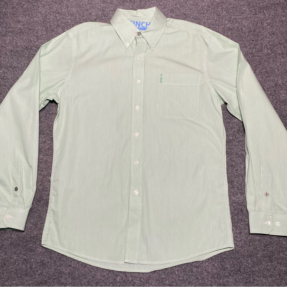 Cinch Men's Green Stripe Button Long Sleeve Western Shirt RN #155737 Sample -M